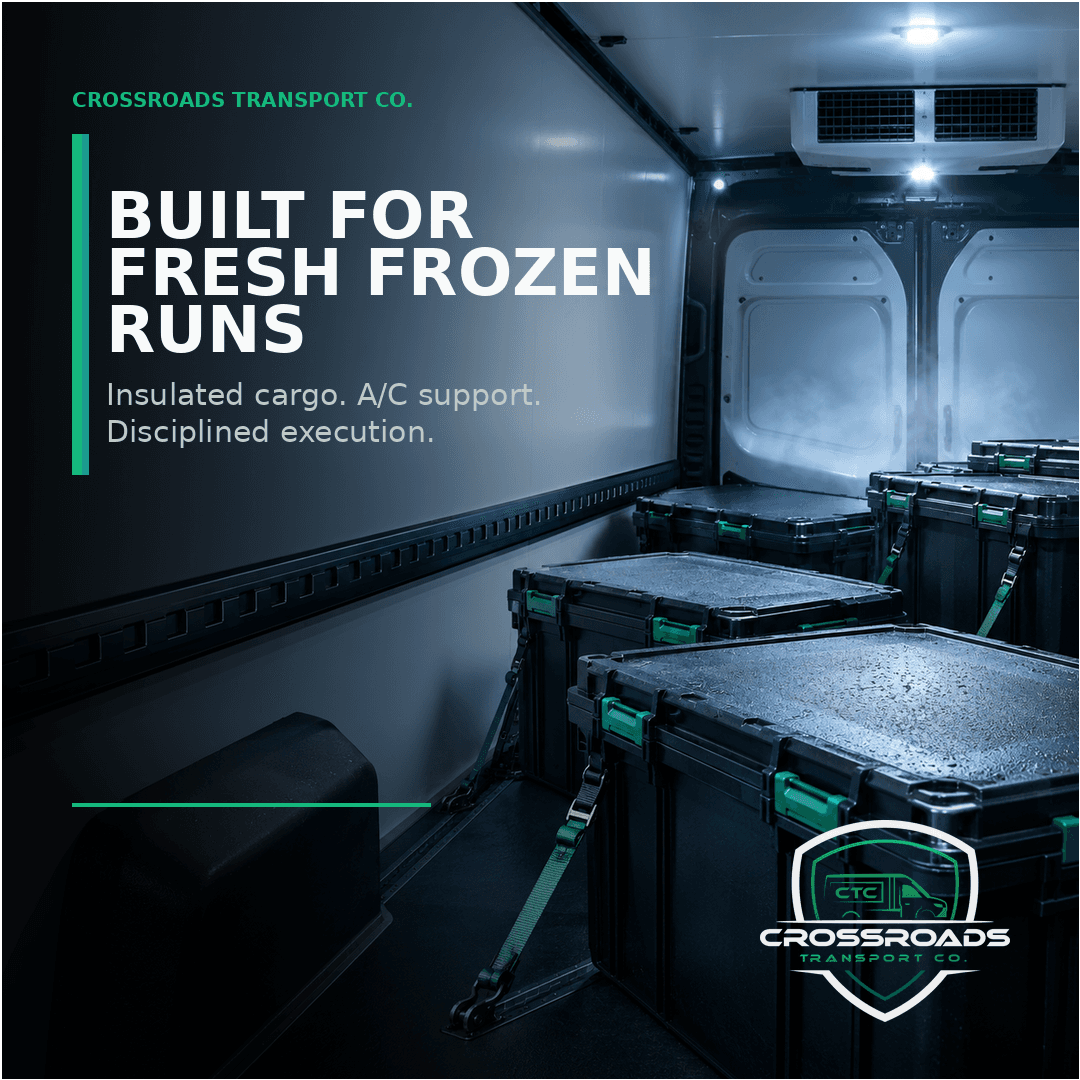 Insulated cargo cases prepared for fresh frozen transport